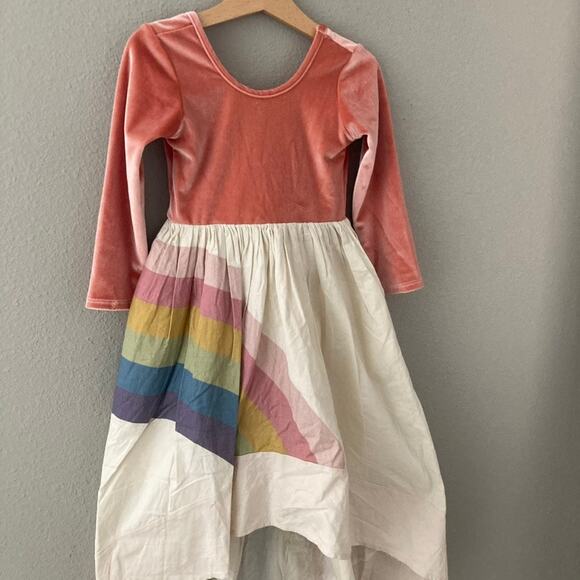 Pleiades Pink Velvet Pastel Rainbow High Low Dress - 6 - Picture 2 of 7